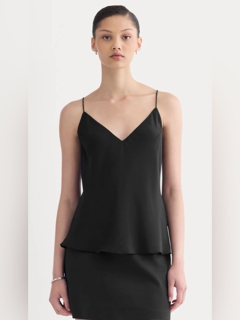 New Everlane THE TIE BACK CAMI IN WASHABLE SILK Black Size 0